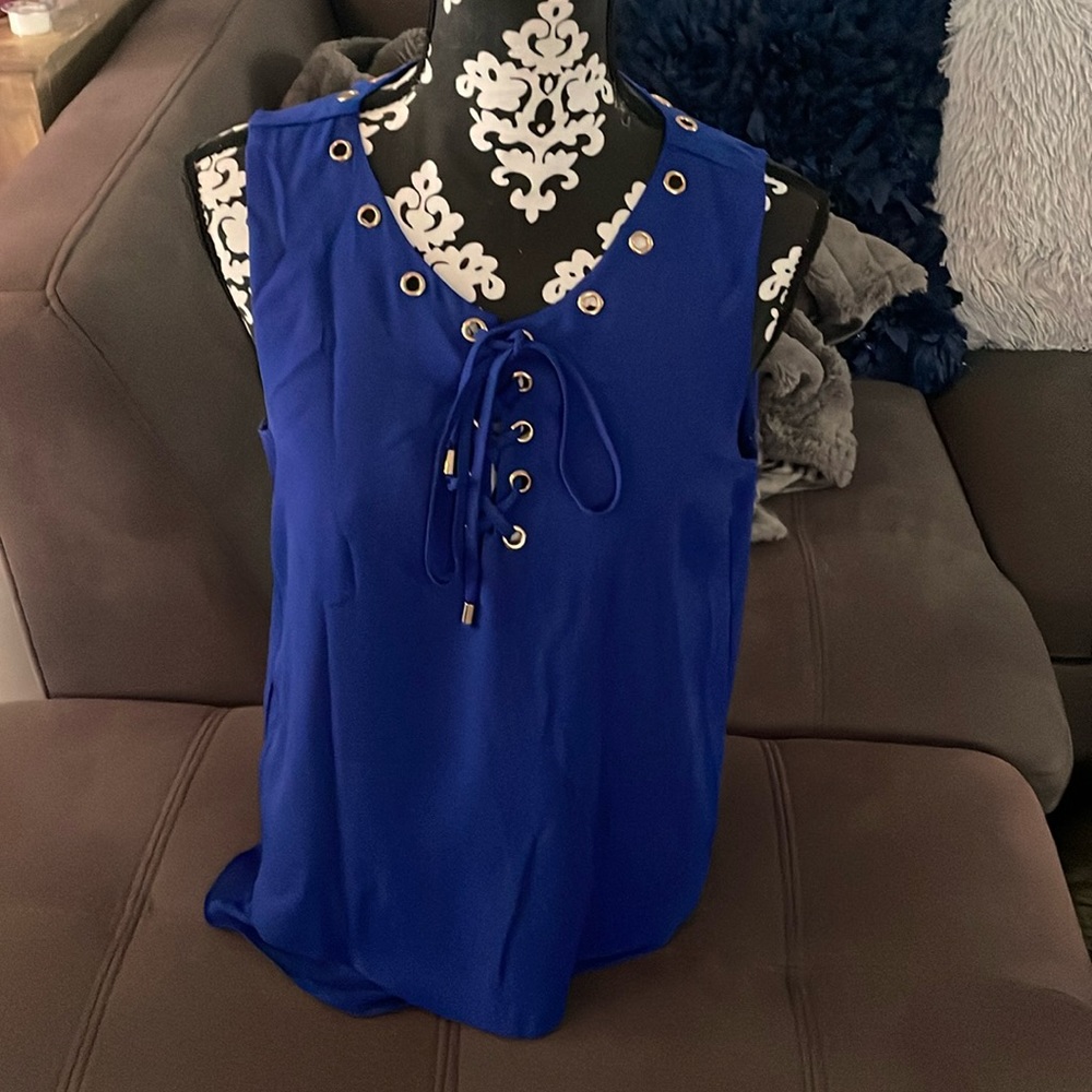 CARMEN MARC VALVO Royal Blue Tank Blouse Size Medium